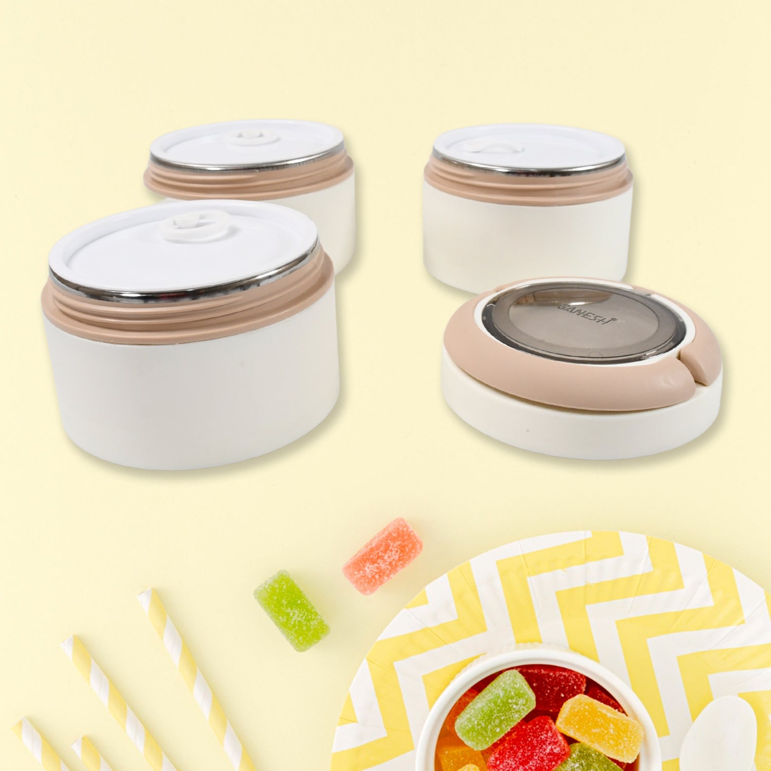 Ganesh Smart Stack 3 Layer Portable Lunch Box Stainless Steel Airtight Leak-Proof Lunch Box for Office, School, Picnic: Color May Vary (3 Layer) Ganesh Smart Stack 3 Layer Portable Lunch Box Stainless Steel Airtight Leak-Proof Lunch Box for Office, School, Picnic: Color May Vary (3 Layer)